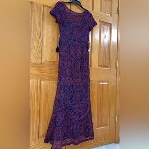 Women Formal Dress Sz 10 JS COLLECTION Soutache Embroidery Mermaid Short Sleeve